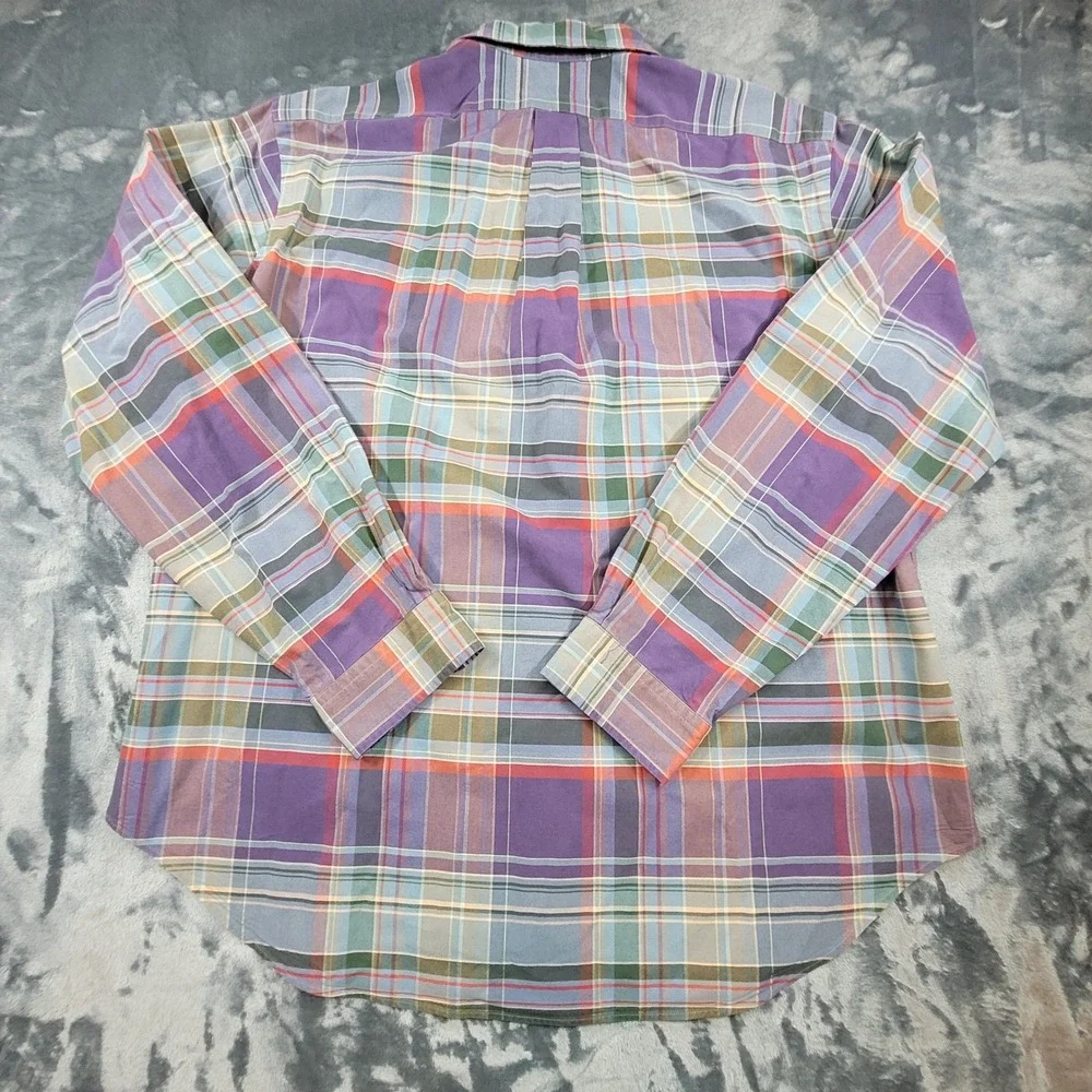 Ralph Lauren Mens XL Classic Fit Plaid Button Down Shirt Purple Green Cotton